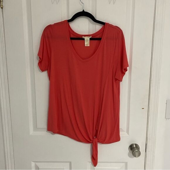 Matty M Coral Rayon Stretch Summer Short Sleeve Shirt Womens Size Medium - Picture 1 of 5